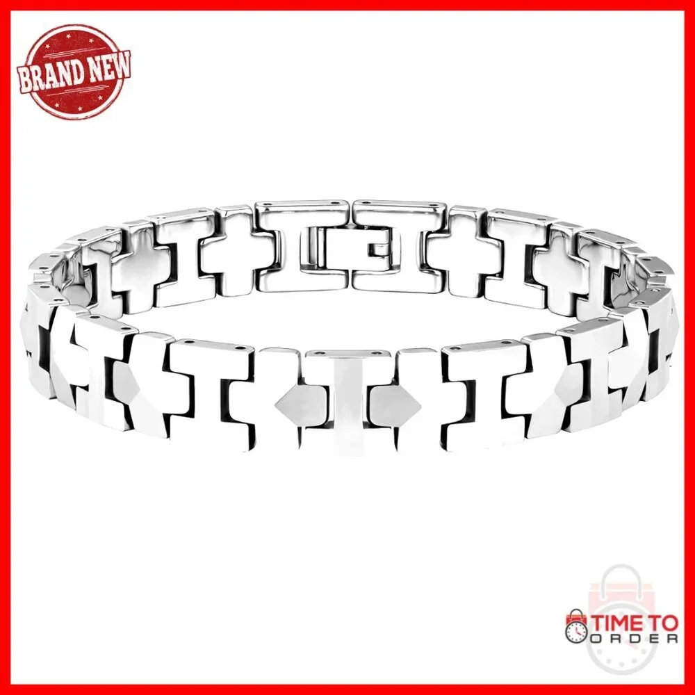 Men's Tungsten Carbide Link Bracelet 8.3-8.5